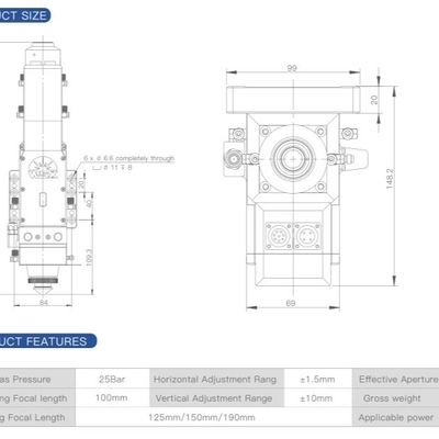 WSX NC30E CNC Fiber Laser Cutting Head High Efficiency For Laser Cutter